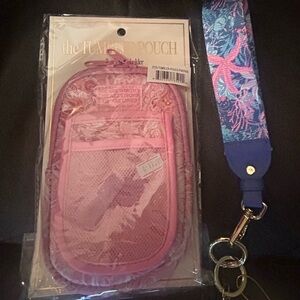 Simply Southern Bundle-Pink Mesh Pouch with Blue and Pink Keychain